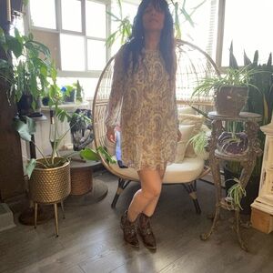 Wilfred Cream Paisley Long Sleeve Dress